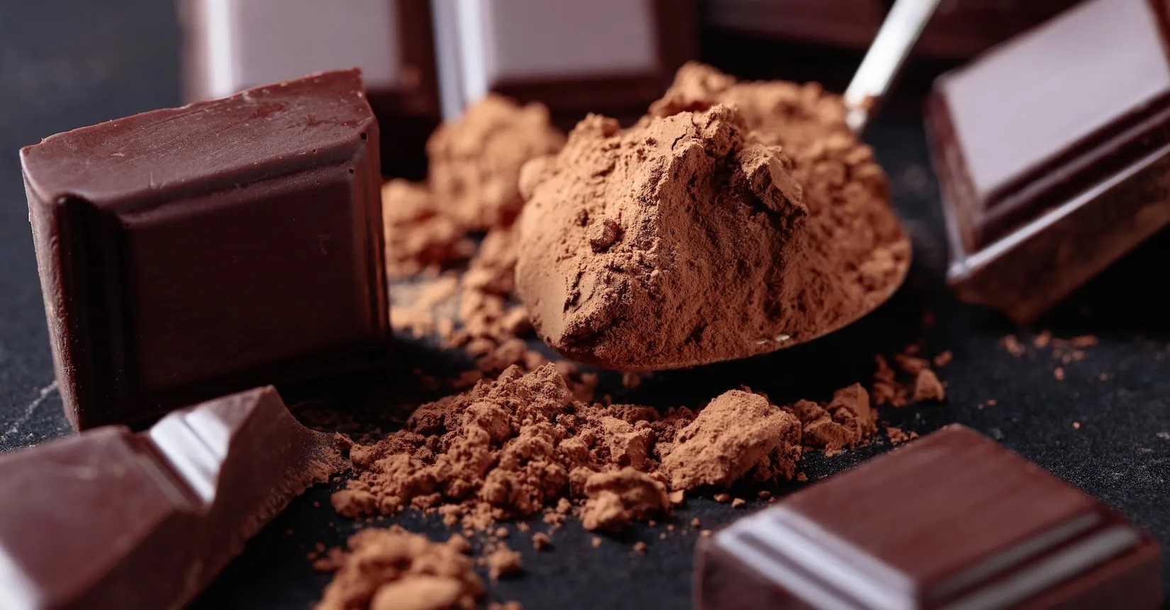 Broken chocolate pieces
